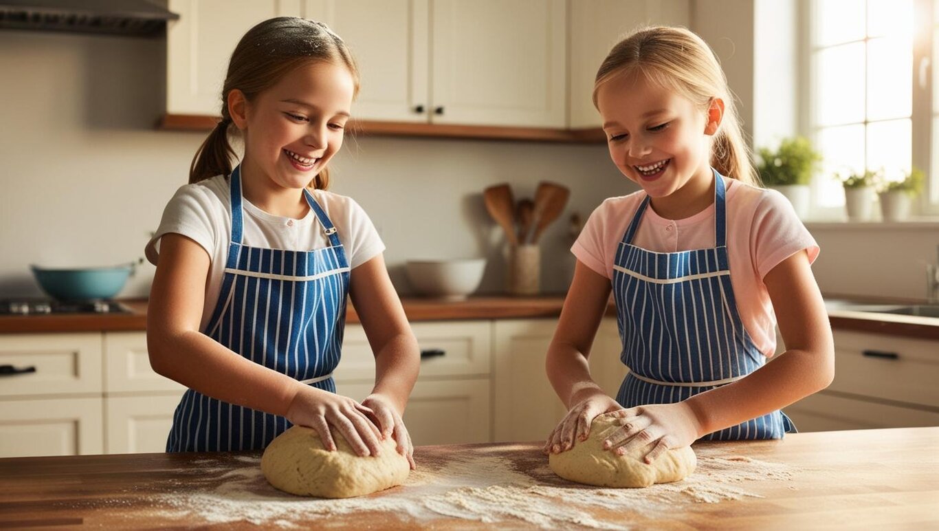 immagine di bambini che impastano