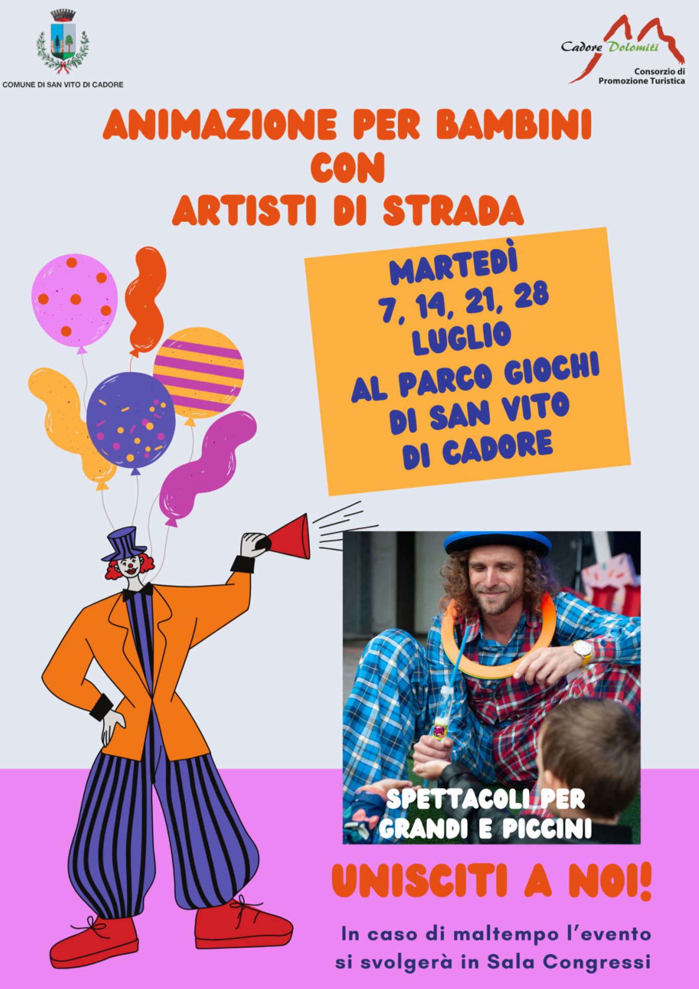 Animazione per bambini con artisti di strada