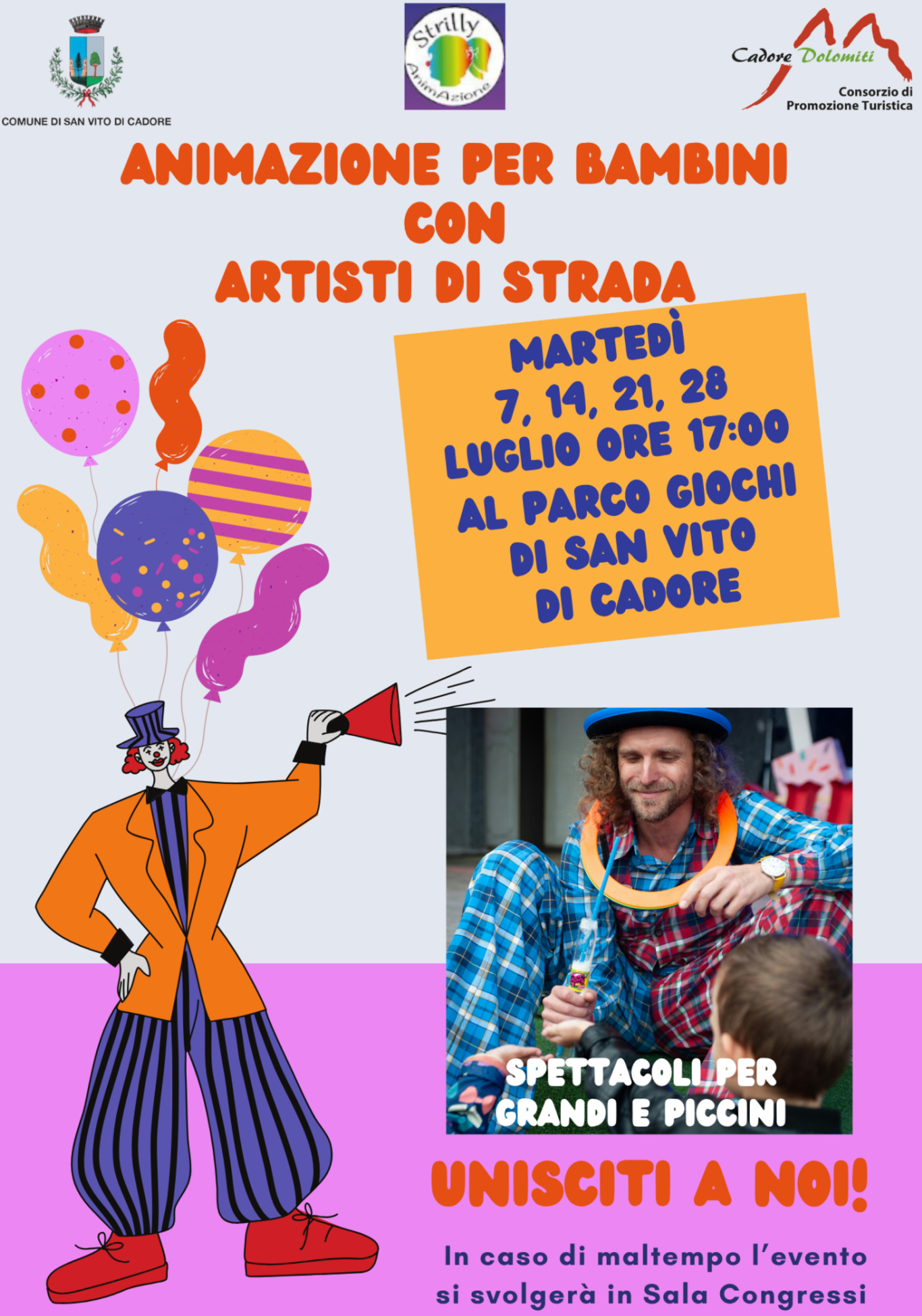 Animazione per bambini con artisti di strada