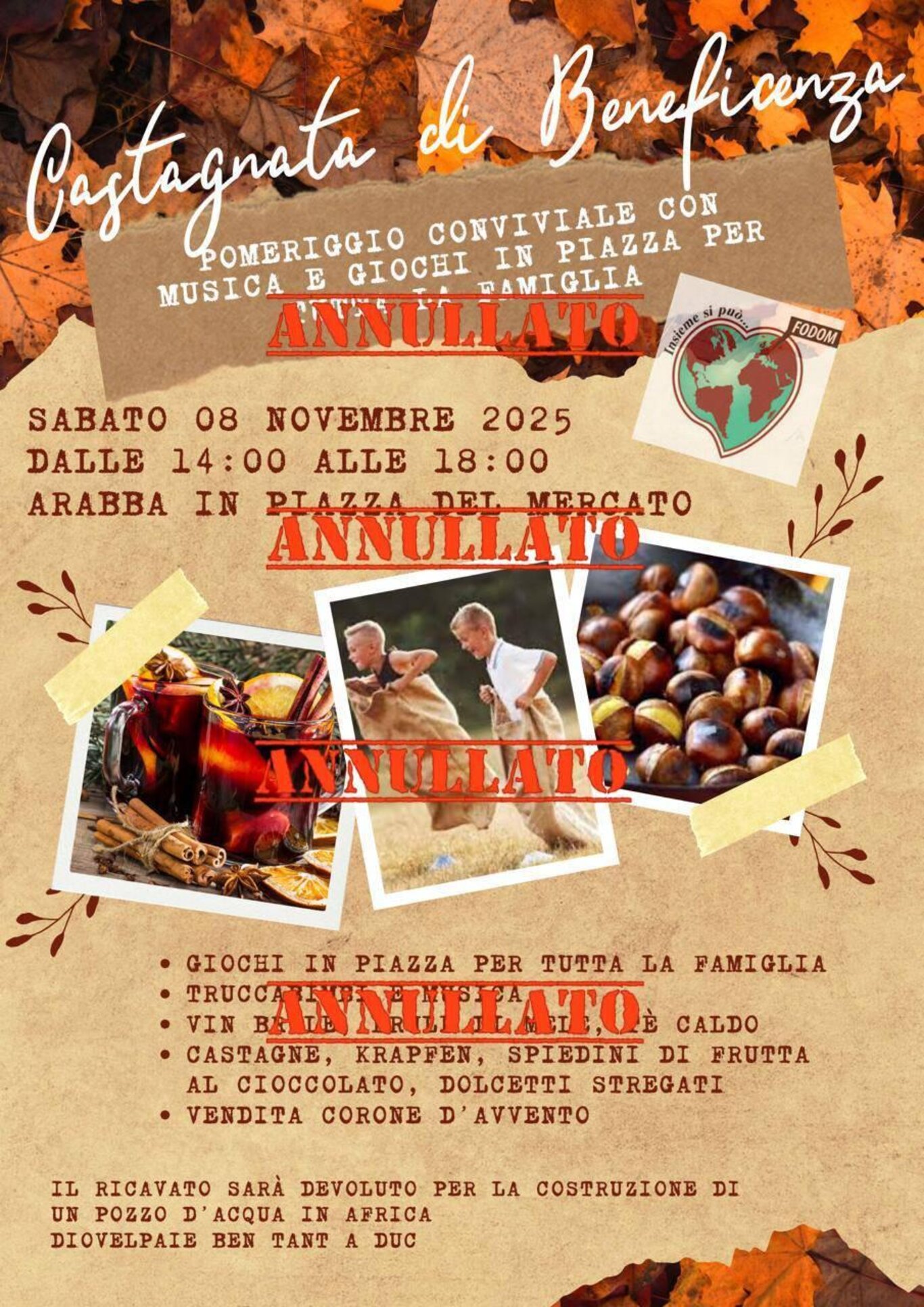 ANNULLATO Evento Insieme si Può ANNULLATO Evento Insieme si Può