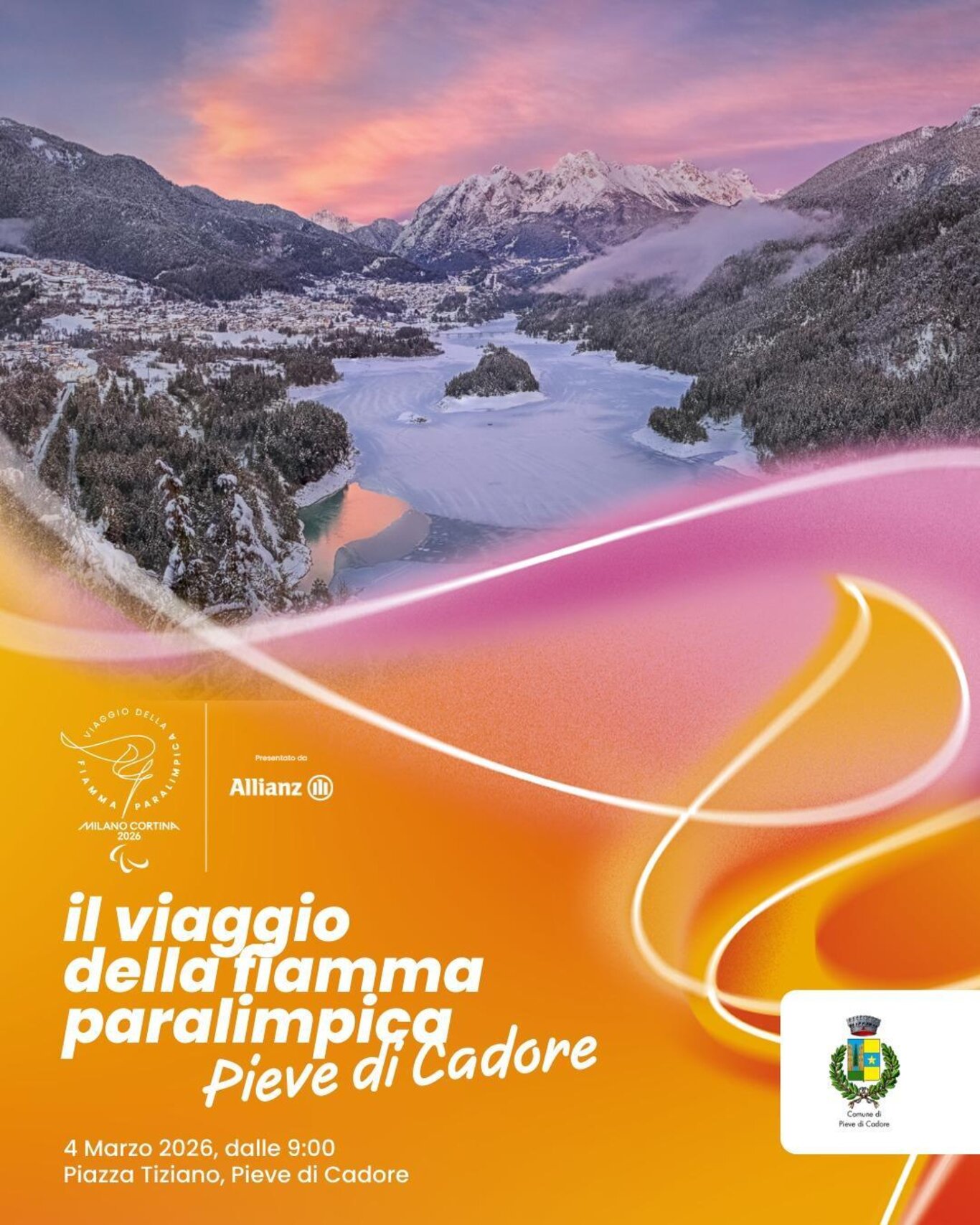 Arriva la Fiamma Paralimpica a Pieve di Cadore