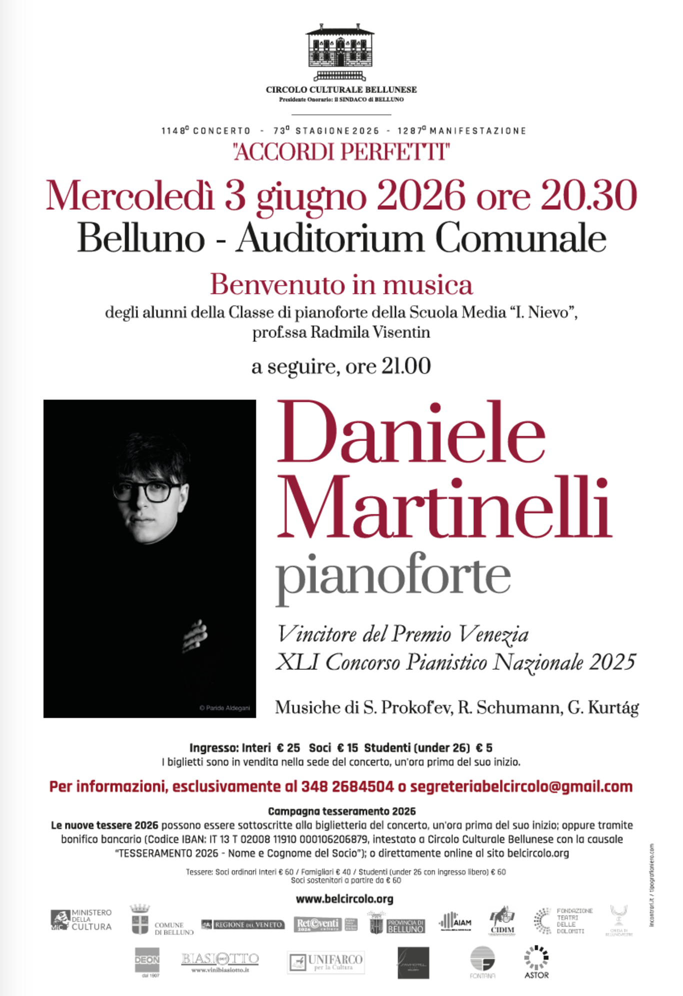 Concerto di Daniele Martinelli al pianoforte
