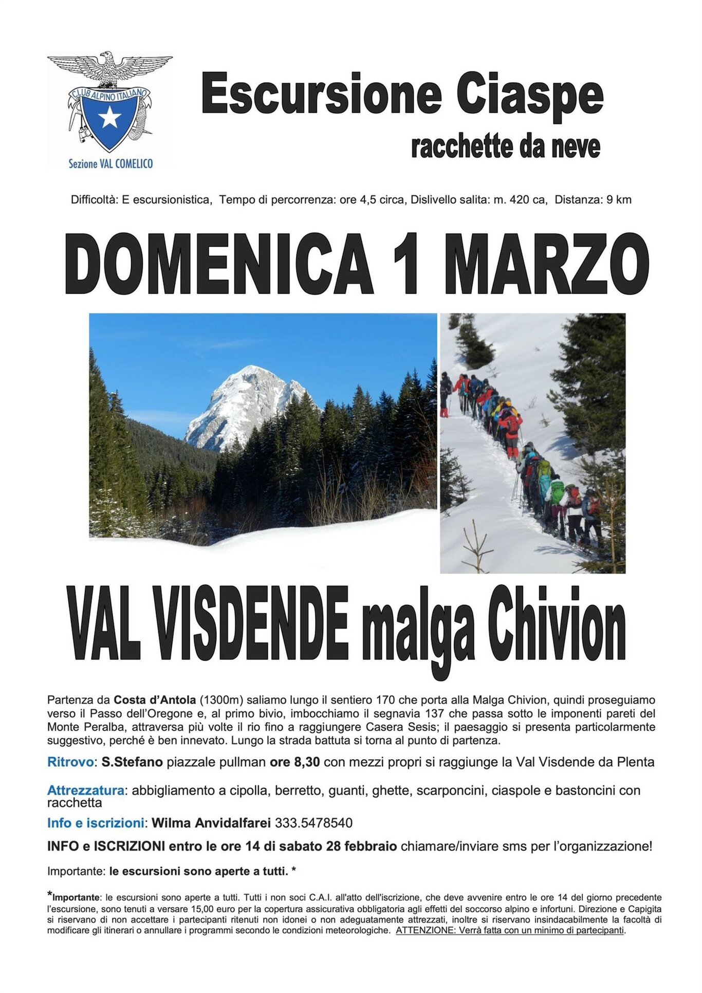 Escusione CAI con Ciaspe in Val Visdende