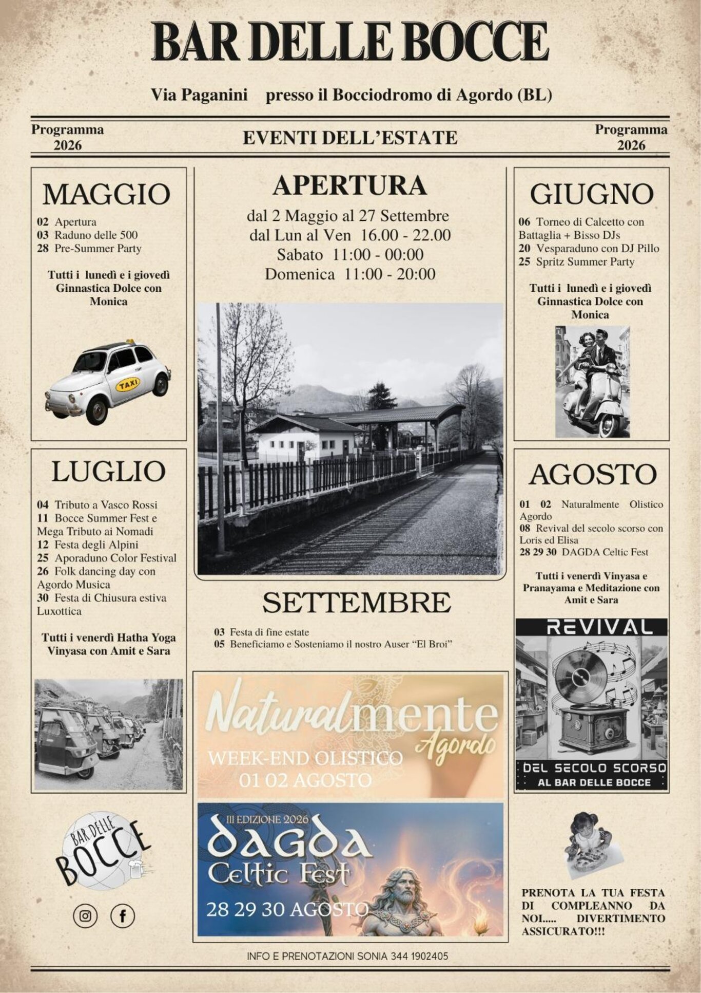 Eventi dell'estate al Bar delle Bocce