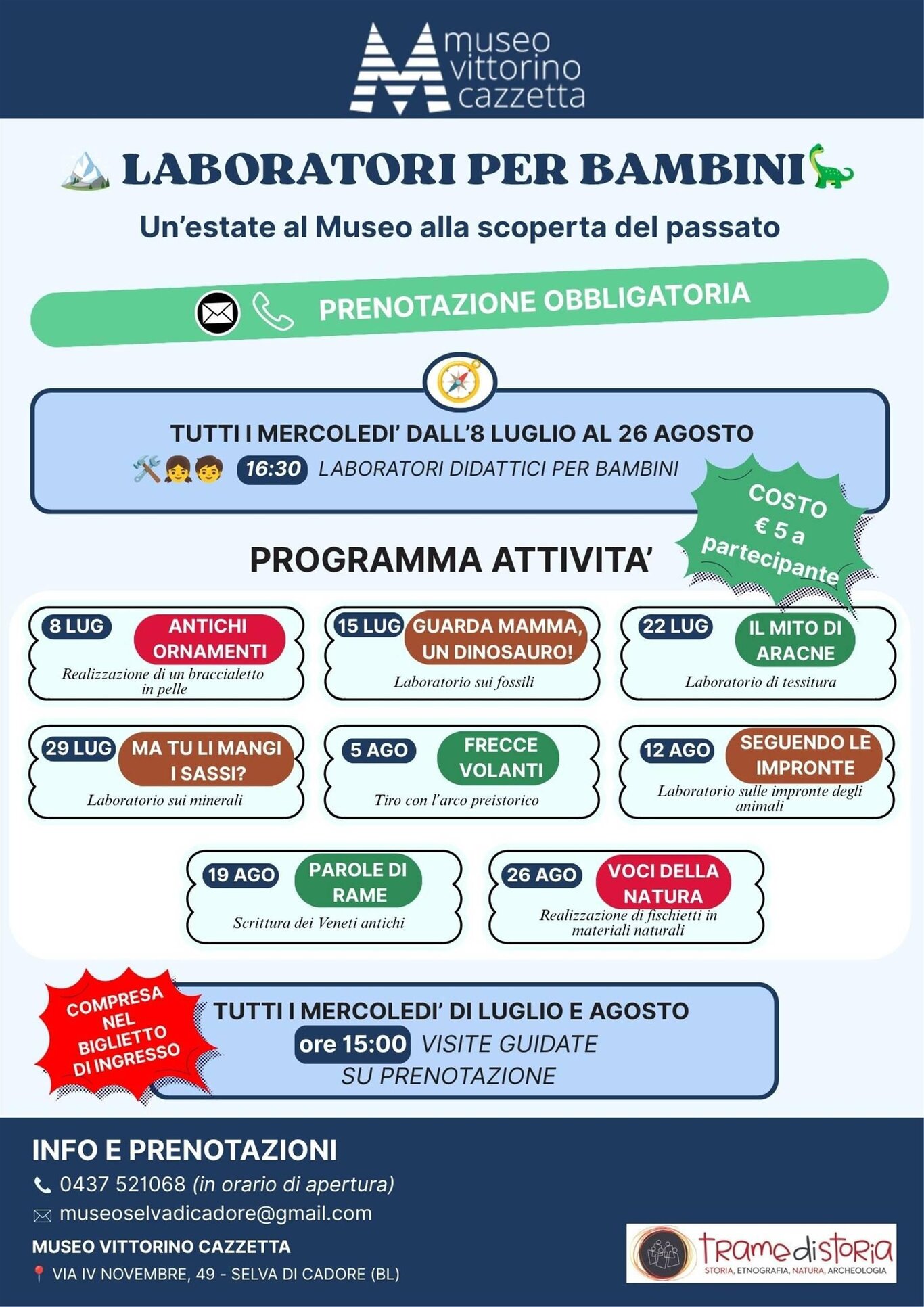Laboratori per bambini e visite guidate