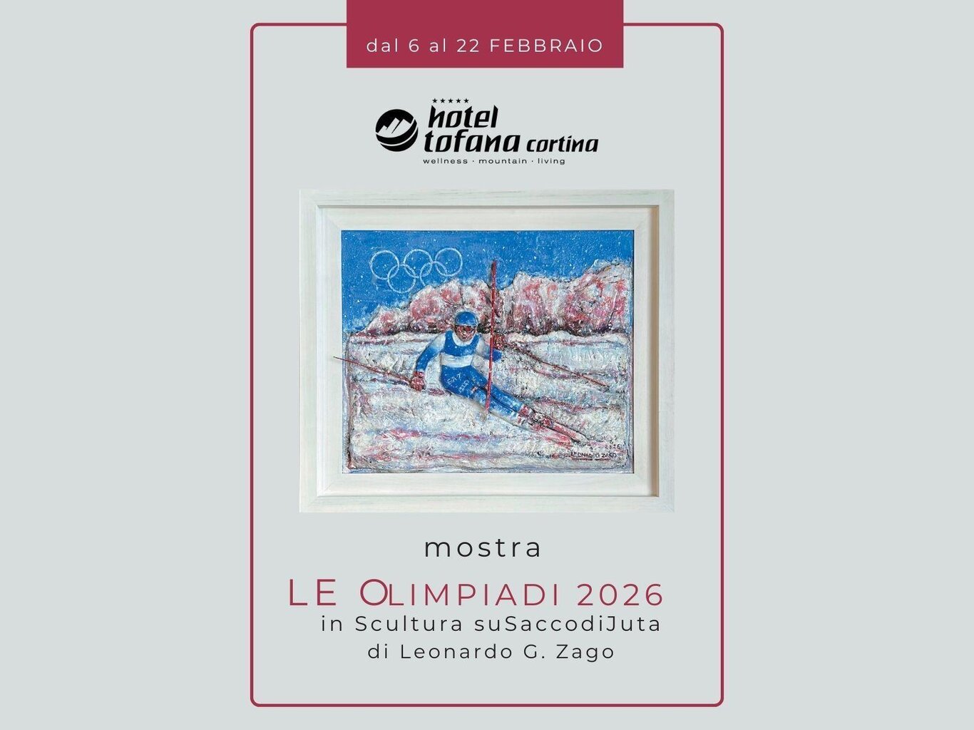 Le Olimpiadi 2026 in scultura su Sacco di Juta