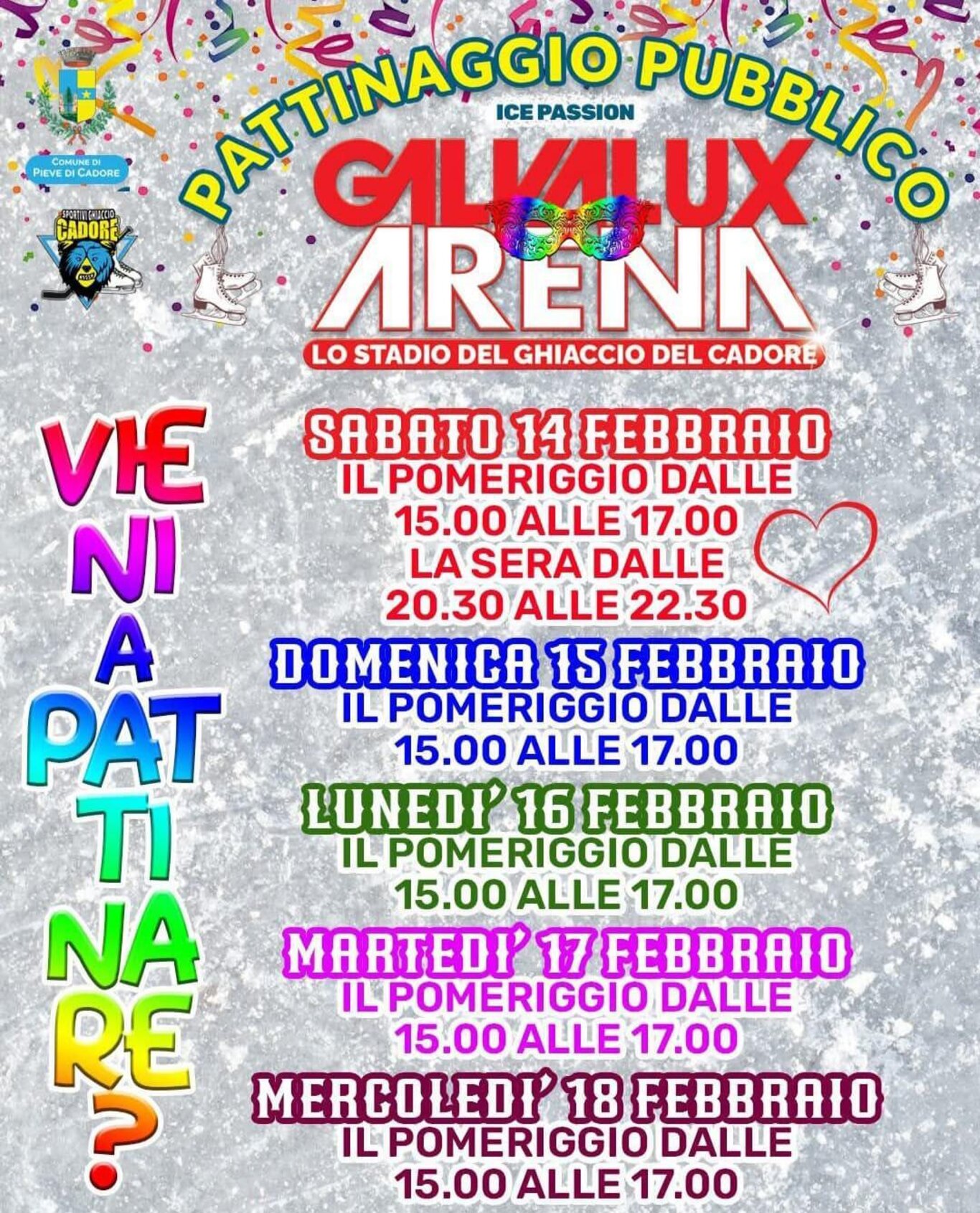 PATTINAGGIO PUBBLICO - GALVALUX ARENA TAI DI CADORE