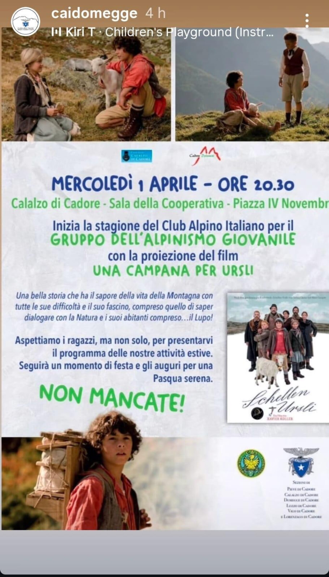Proiezione film "Una campana per Ursli"