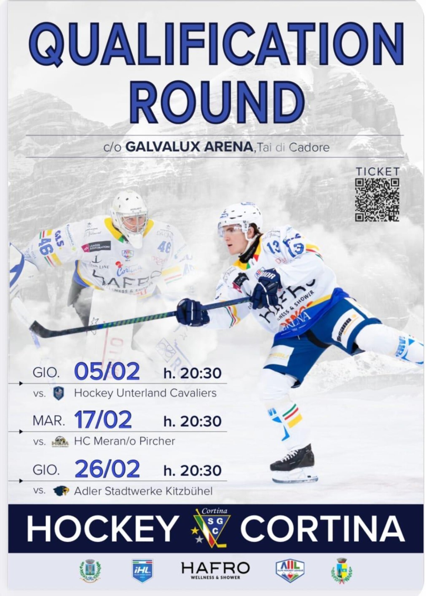 QUALIFICATION ROUND HOCKEY CORTINA - GALVALUX ARENA - TAI DI CADORE