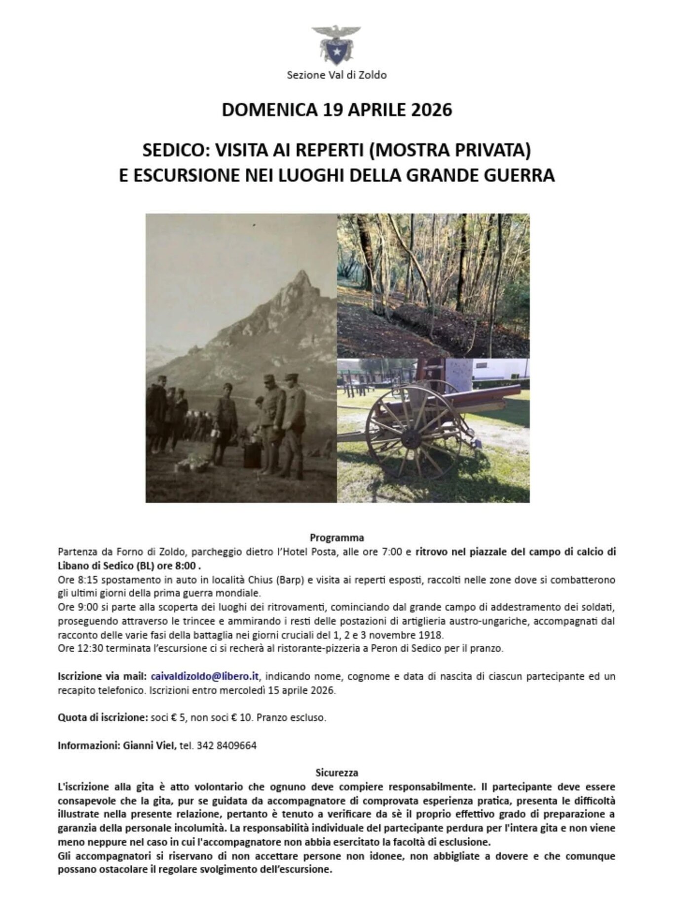 Visita ed escursione nei luoghi della Grande Guerra