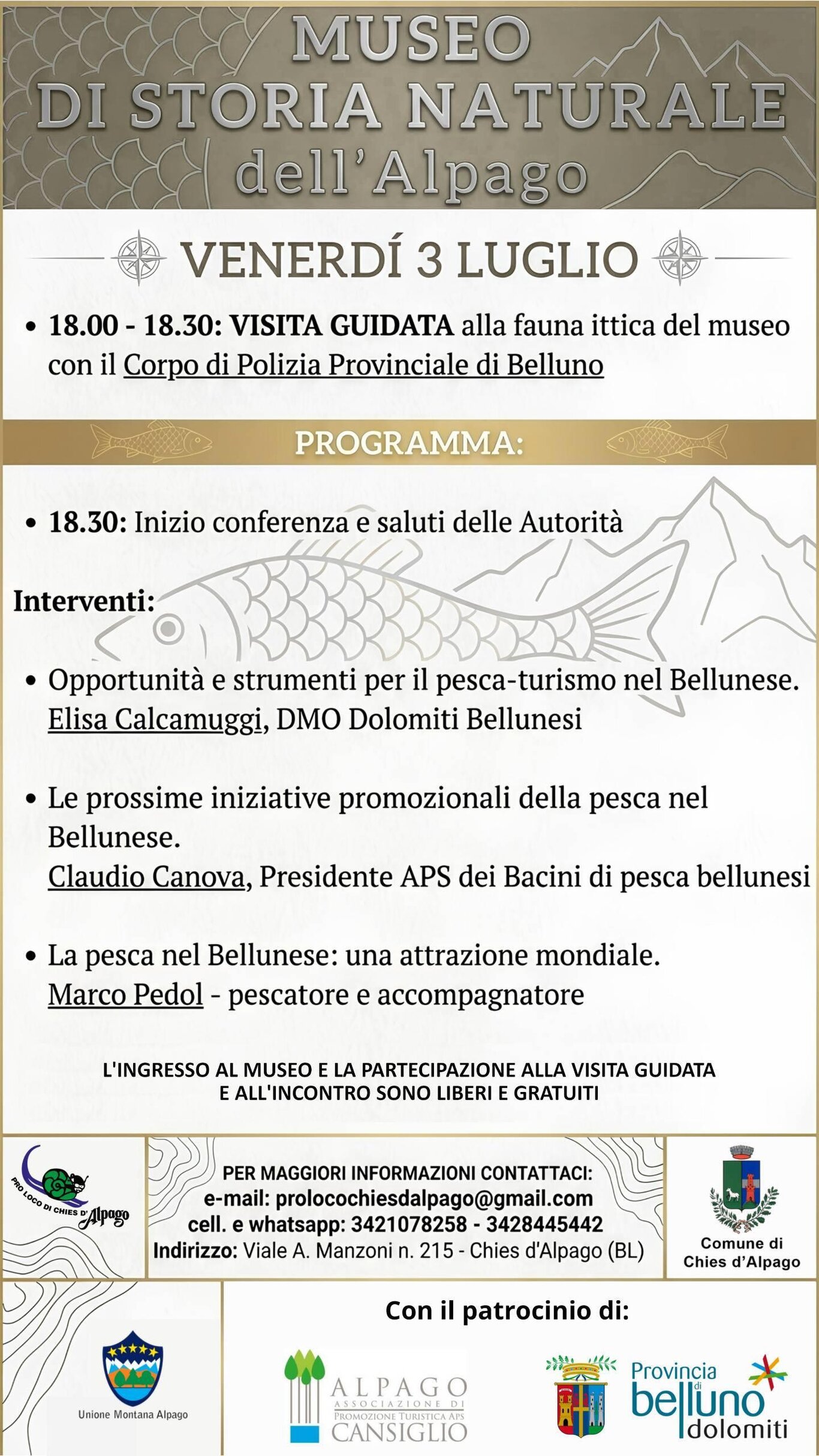 Visita guidata e conferenza sulla pesca nel Bellunese – Museo di Storia Naturale