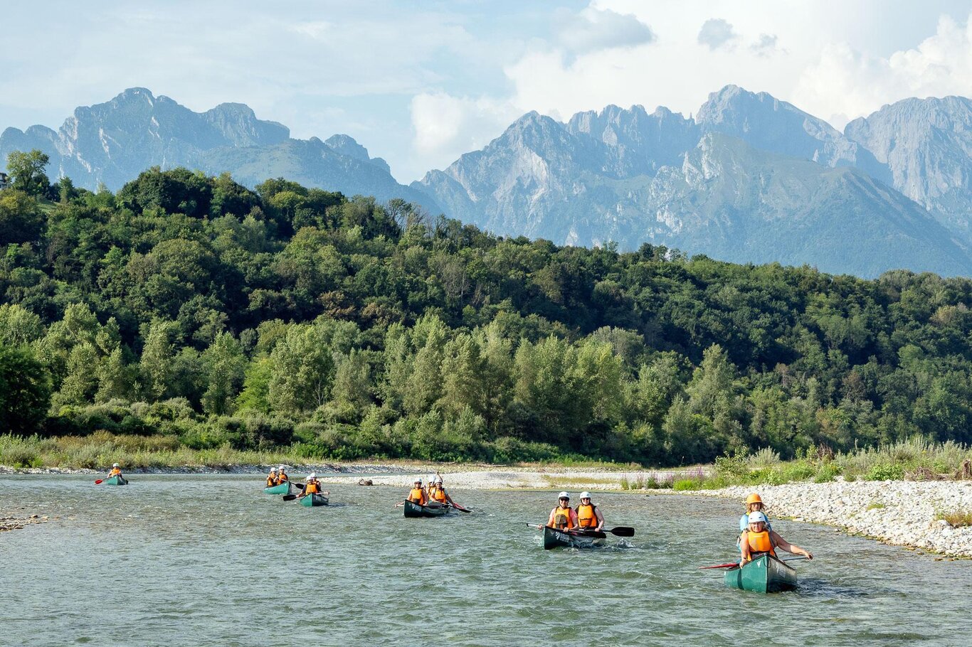 In canoa canadese sul Piave